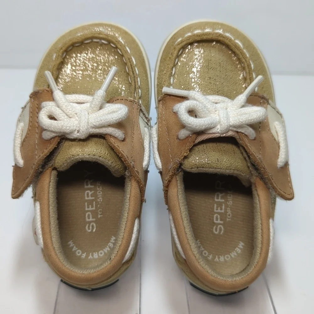 Sperry Topsider Blue Fish Crib Jr sparkley toddler shoes size 4 EU 20